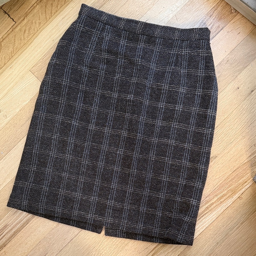 Casual Corner Wool Plaid Pencil Skirt - Vintage  2000s Women's Tailored Workwear